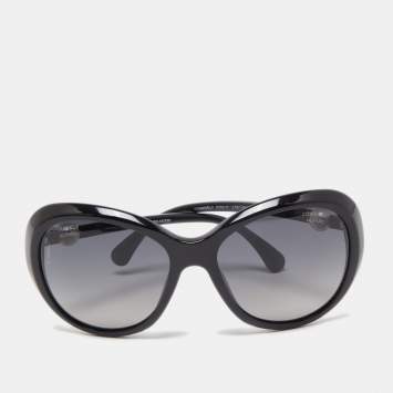 Pre Owned Chanel Black Gradient 5302-H Pearl Oversized Sunglasses