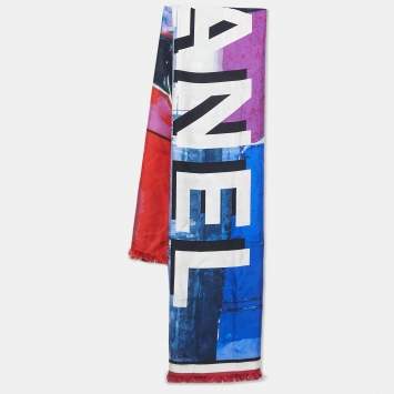 Pre Owned Chanel Multicolor Car Printed Silk Scarf