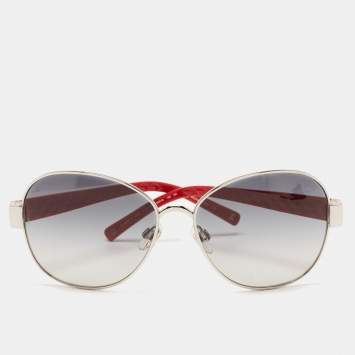 Pre Owned Chanel Red Gradient CC Quilted Aviator Sunglasses