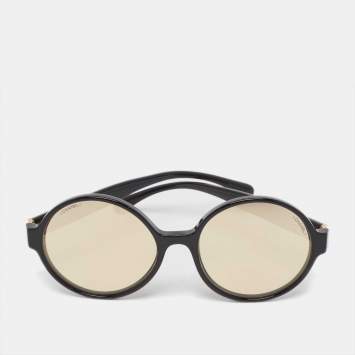 Pre Owned Chanel Black/Gold Mirrored 71311 Round Sunglasses