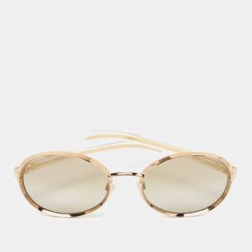 Pre Owned Chanel Gold 71264 Metal Frame Round Sunglasses