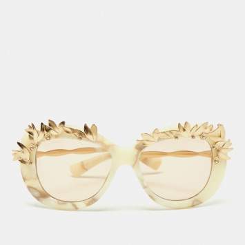 Pre Owned Chanel Beige/Gold Acetate Greece Square Sunglasses