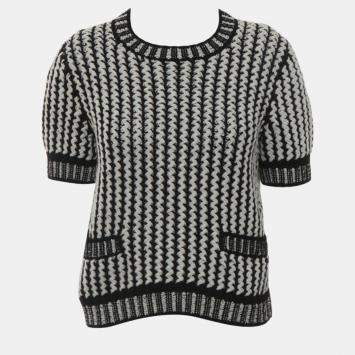  Chanel Patterned Knit Pullover Top M