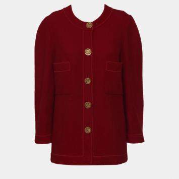 Chanel Red Vintage Button-Up Cardigan L
