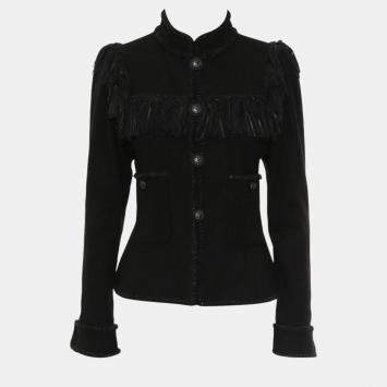  Chanel Black Wool Fringe Jacket M