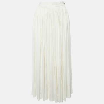 Chanel Cream/Ivory Jersey Pleated Palazzo Pants L