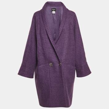 Pre Owned Chanel Purple Wool Double Breasted Coat L