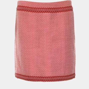 Chanel Pink Wool Vintage Tweed Skirt FR Women 38