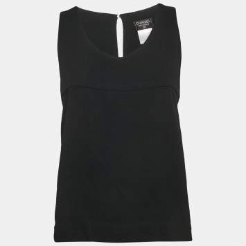 Chanel Black Textured Crepe Sleeveless Top M