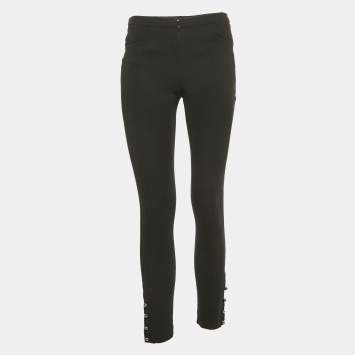Pre Owned Chanel Black Silk Button Detail Trousers M