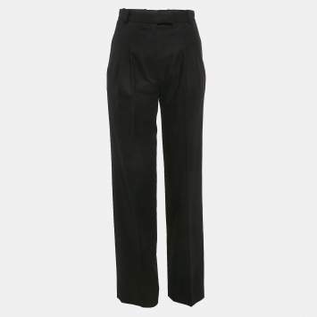 Chanel Black Wool Straight Leg Trousers S
