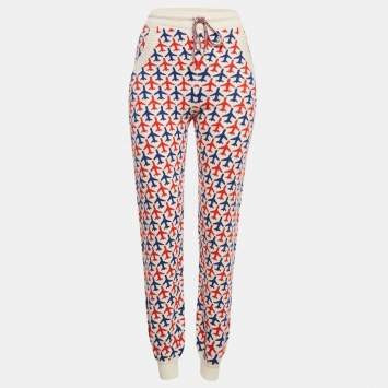 Chanel White Airlines Jacquard Cashmere Knit Joggers S