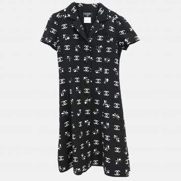 Chanel Black Silk and Acetate Short Sleeve Dress Women Size 38