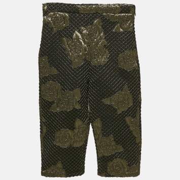 Chanel Black/Gold Floral Brocade Shorts S