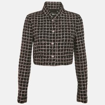 Chanel Black/Pink Tweed Crop Jacket M