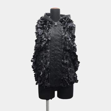 Chanel Black Polyurethane and Nylon Hooded Vest Size 38