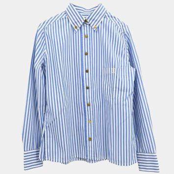 Chanel Blue Striped Button Front Shirt S