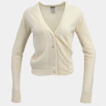 Chanel White Cashmere Cardigan Size 38