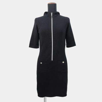 Chanel Cc Logobutton Dress Size 36 Black Cotton70% Cashmere30%