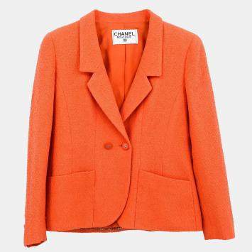 Chanel Orange Double Breasted Jacket Women Size M
