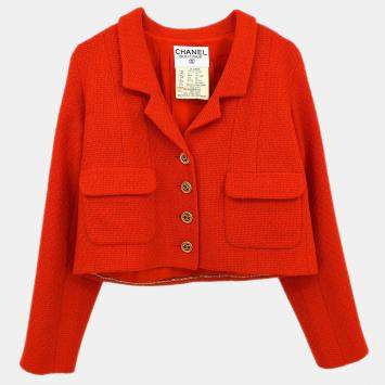 Chanel Single Breasted Red Jacket FR 40