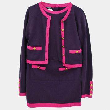 Chanel Purple Suit Cardigan Top Skirt 