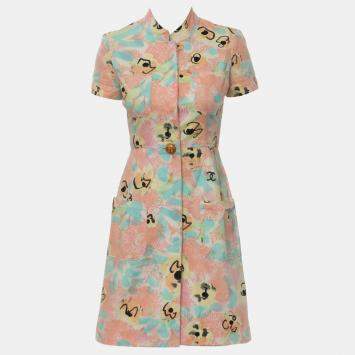 Chanel Floral Button Up Multicolor Dress Size S