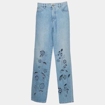 Chanel Blue CC Pattern Denim Jeans S Waist 28