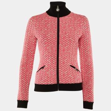 Pre Owned Chanel Pink Quilted Coco Neige Ski Zip Up Jacket S