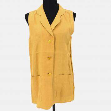 Pre Owned Chanel Beige  Sleeveless Vest Jacket Linen FR 38