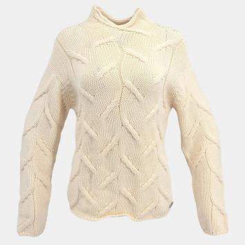 Pre Owned Chanel White Wool Sweater Top Size 38