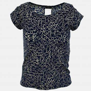 Pre Owned Chanel Navy Nylon Short Sleeve T-shirt Top Size 38