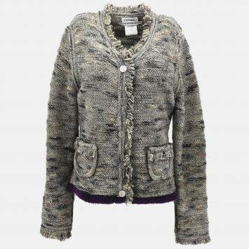 Pre Owned Chanel Collarless Jacket Gray 99A #42