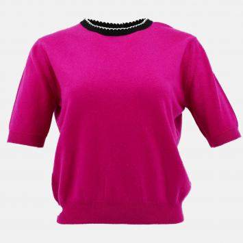 Pre Owned Chanel Short Sleeve Sweater Knit Top Pink Size 42