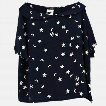 Pre Owned Chanel Short Sleeve Shirt Blouse Top Navy Size 50
