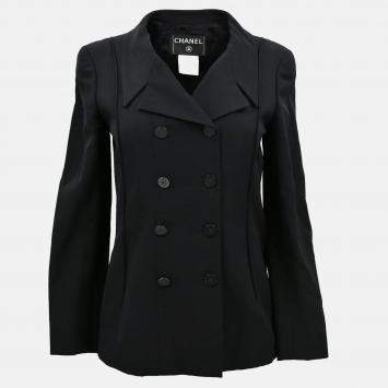 Pre Owned Chanel Single Breasted Jacket Black Size 34