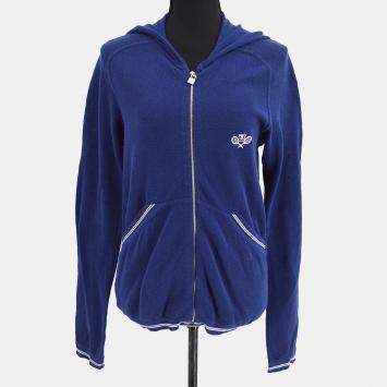 Pre Owned Chanel Navy Blue Sport Line Hoodie Zip-up Long Sleeve Top  42