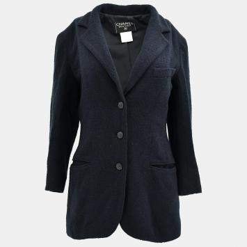 Pre Owned Chanel Single Breasted Jacket Black #38
