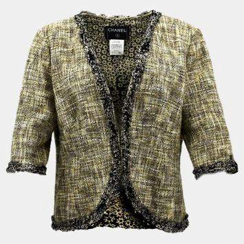 Pre Owned Chanel Collarless Jacket Beige 03P #48