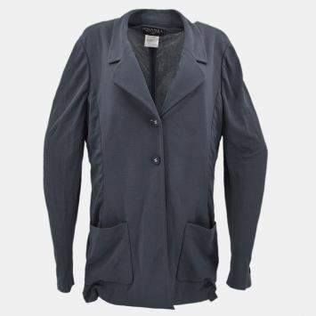 Pre Owned Chanel Single Breasted Jacket Gray 98C #44