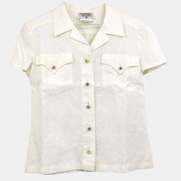 Pre Owned Chanel Short Sleeve Shirt White 