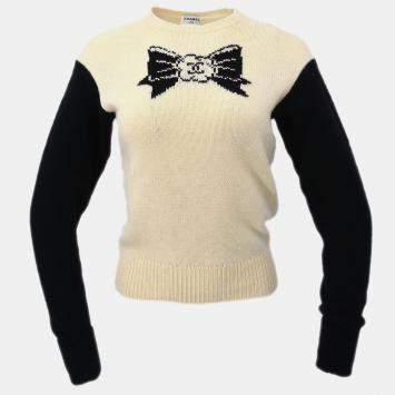 Pre Owned Chanel Sweater Off-white Size L