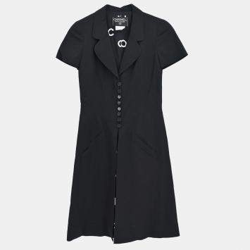Pre Owned Chanel Black Wool Dress Women Size 34