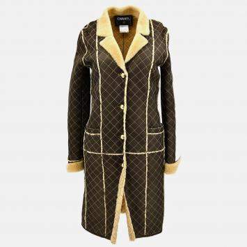 Pre Owned Chanel Brown Wool Coat Size 34