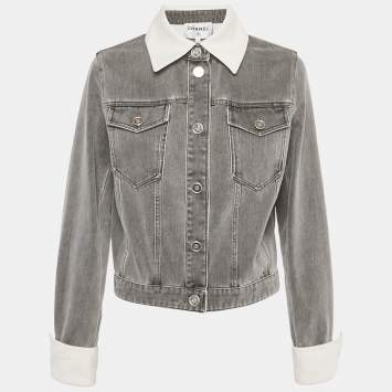 مملوكة مسبقًا Chanel Grey Washed Out Denim Jacket S