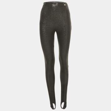 Pre Owned Chanel Black Lamé Stir-Up Legging S