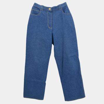 Pre Owned Chanel Long Denim Pants Blue 02839 #38