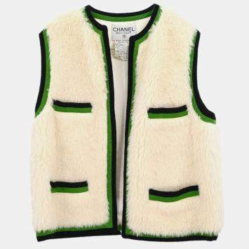 Pre Owned Chanel Sleeveless Vest Jacket White 94A #40