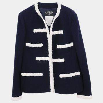 Pre Owned Chanel Collarless Jacket Navy 95C #44