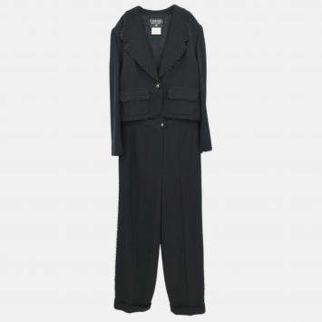 Pre Owned طقم جاكيت وبنطلون شانيل أسود FR 38